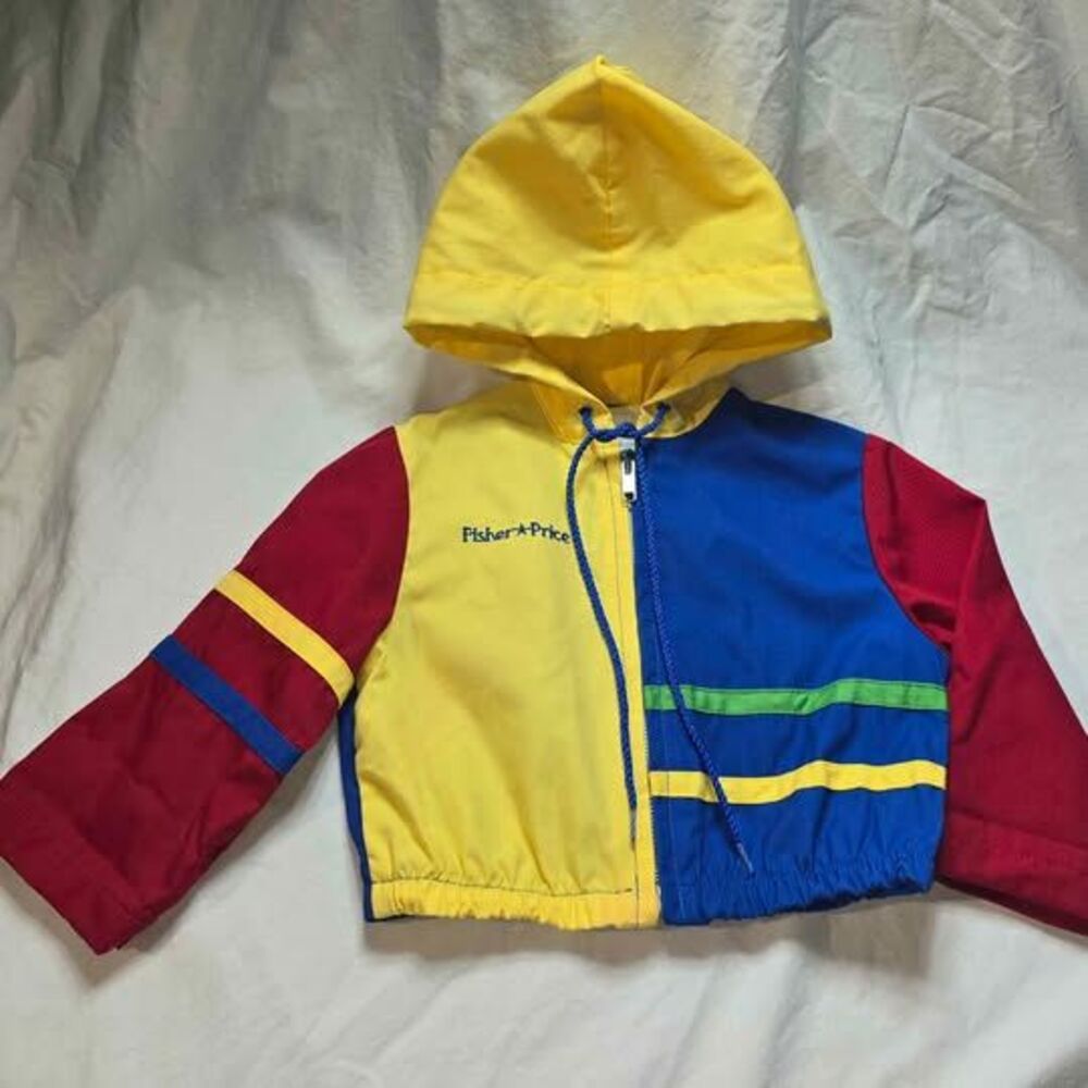 Vintage fisher price hooded jacket size 12 months zip kids toddler old school